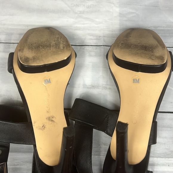 Calvin Klein Black Leather Heeled Sandals Size 8M - Picture 6 of 12